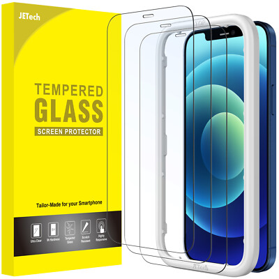 JETech Full Coverage Screen Protector for iPhone 12/12 Pro 6.1-Inch, 3-Pack
