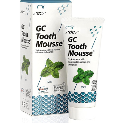 GC Tooth Mousse menta - Pasta crema dental remineralizante con recaldent
