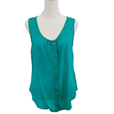 Mine Womens Sleeveless Shirt Size Medium Green Teal Blouse Tank Summer Beach