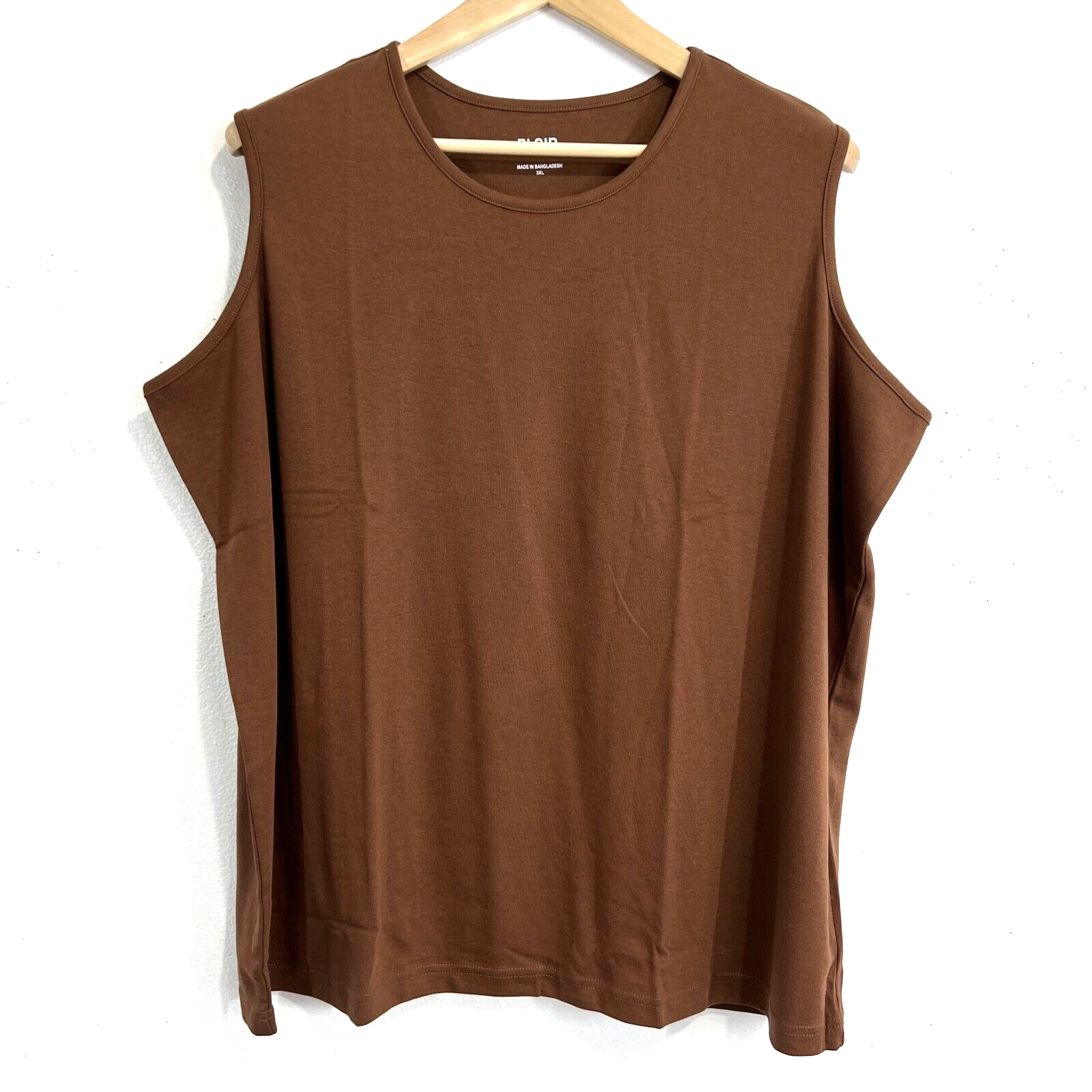 Blair Women's Plus Size 3XL Sleeveless Brown Tank Top Shirt Cotton