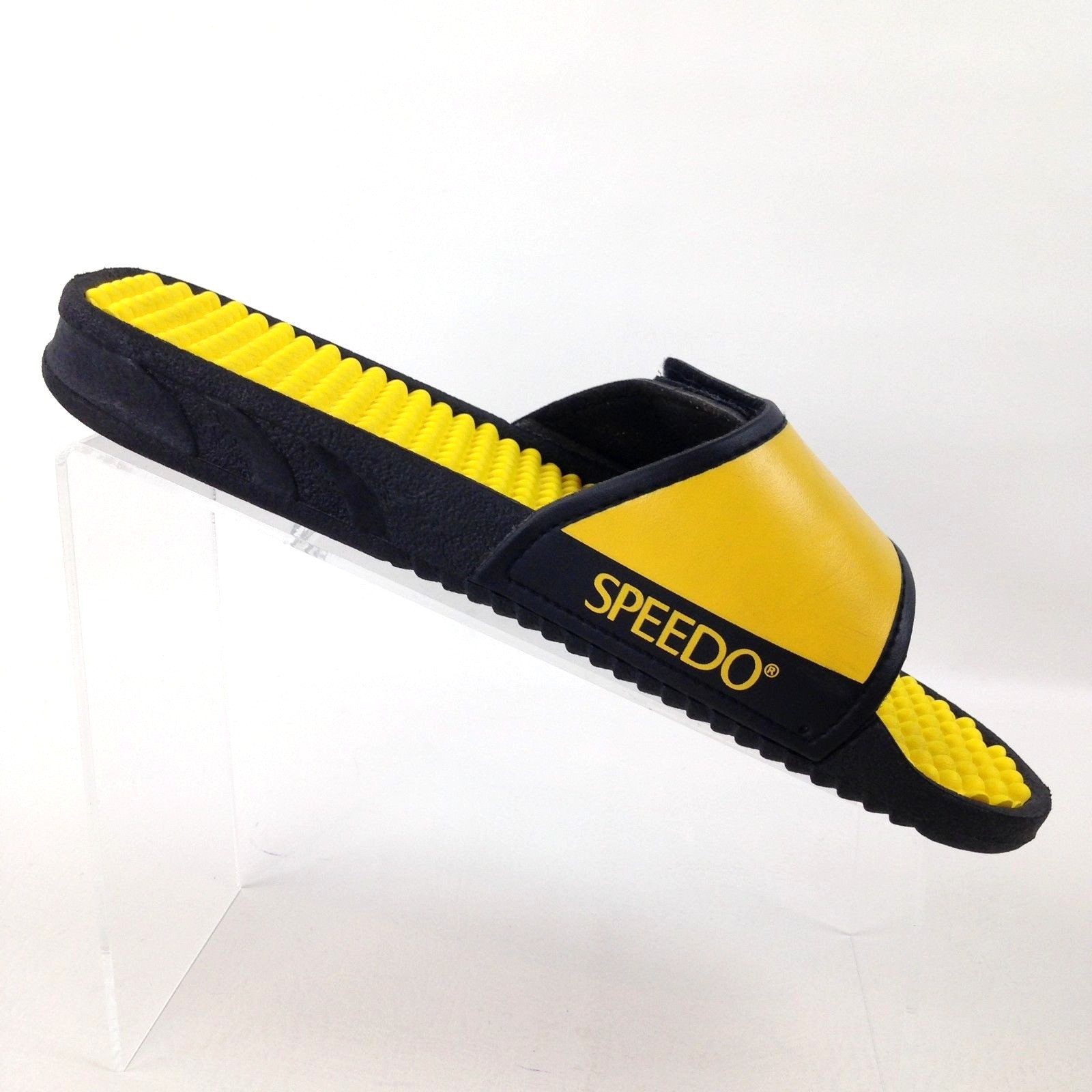 Speedo Sandals Mens Slide Slip On Sport Swimming Sz Mens 8-9 Womens 10-11 Yellow