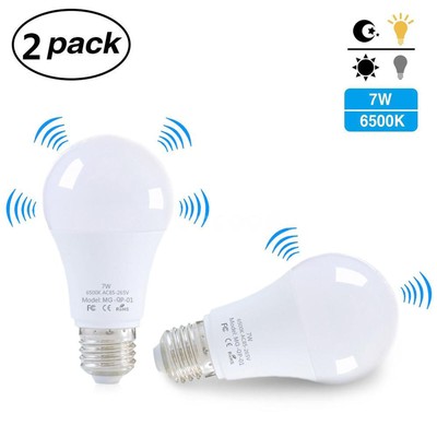 2 Pack 7W LED Light Bulb With Motion Sensor E27 Smart Light 