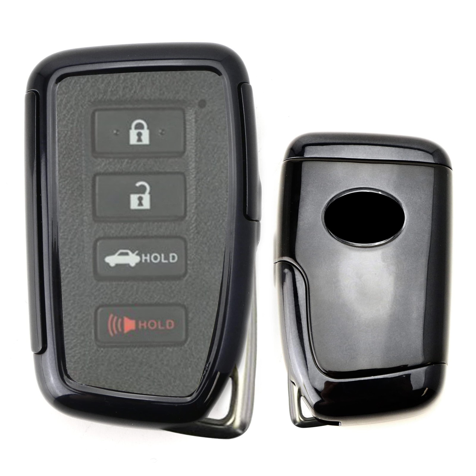 Black TPU Key Fob Cover w/ Button Cover Panel For Lexus IS ES GS RC NX RX LX Key