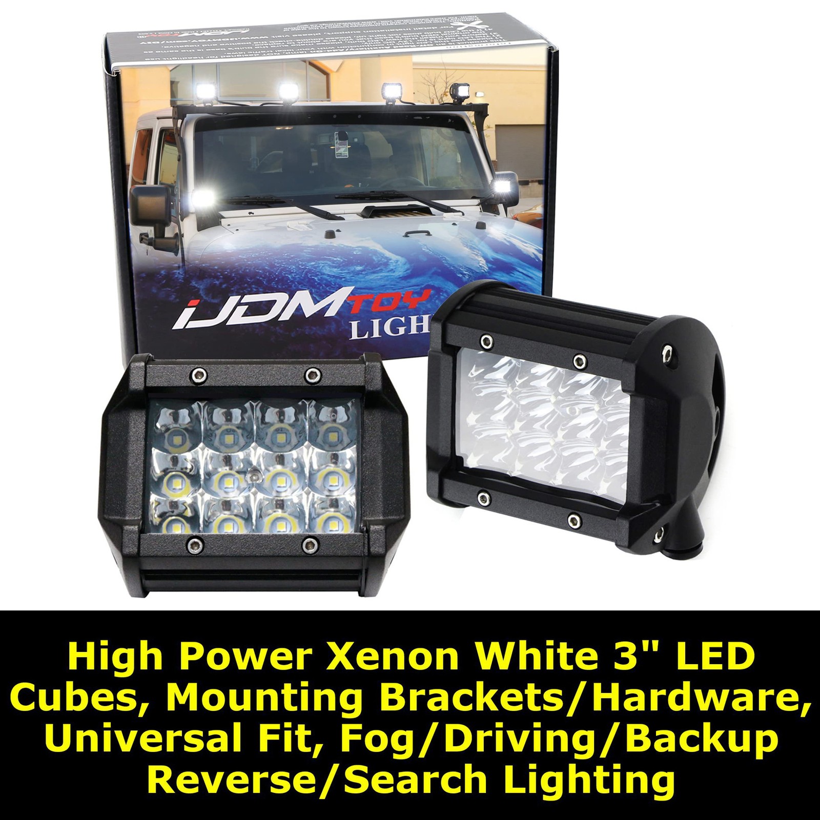 2pcs 3-Inch 36W LED Pod Lights For Jeep/Truck/SUV/4x4/ATV by iJDMTOY