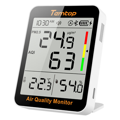 Temtop 4-in-1 Air Quality Monitor PM2.5, AQI, Temperature, and Humidity, S1+