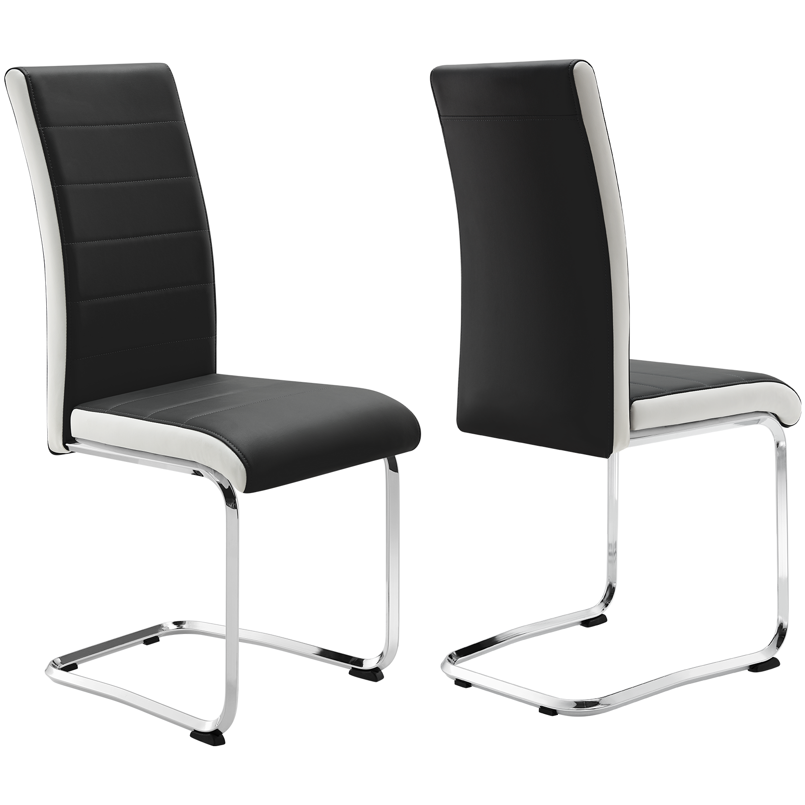 S Set Modern Pu Leather Upholstered Kitchen Chairs Side Chai