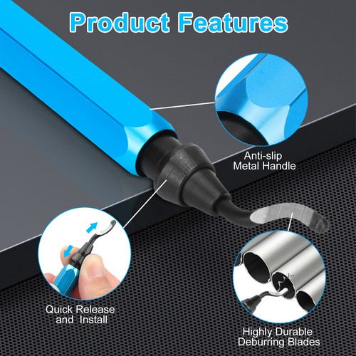 Metal Handle Deburring Tool + 10 BS1010 High Speed Steel Burr Removal Blades Kit