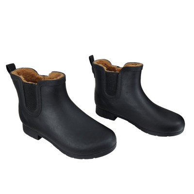 Chooka Womens Chelsea Rain Boots sz 8 Delridge Black Faux Fur Lined Rubber 6''