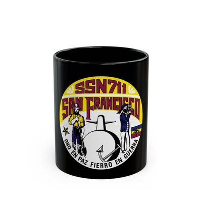 SSN711 San Francisco Oro En Paz Fierro En Guerra (U.S. Navy) Black Coffee Mug