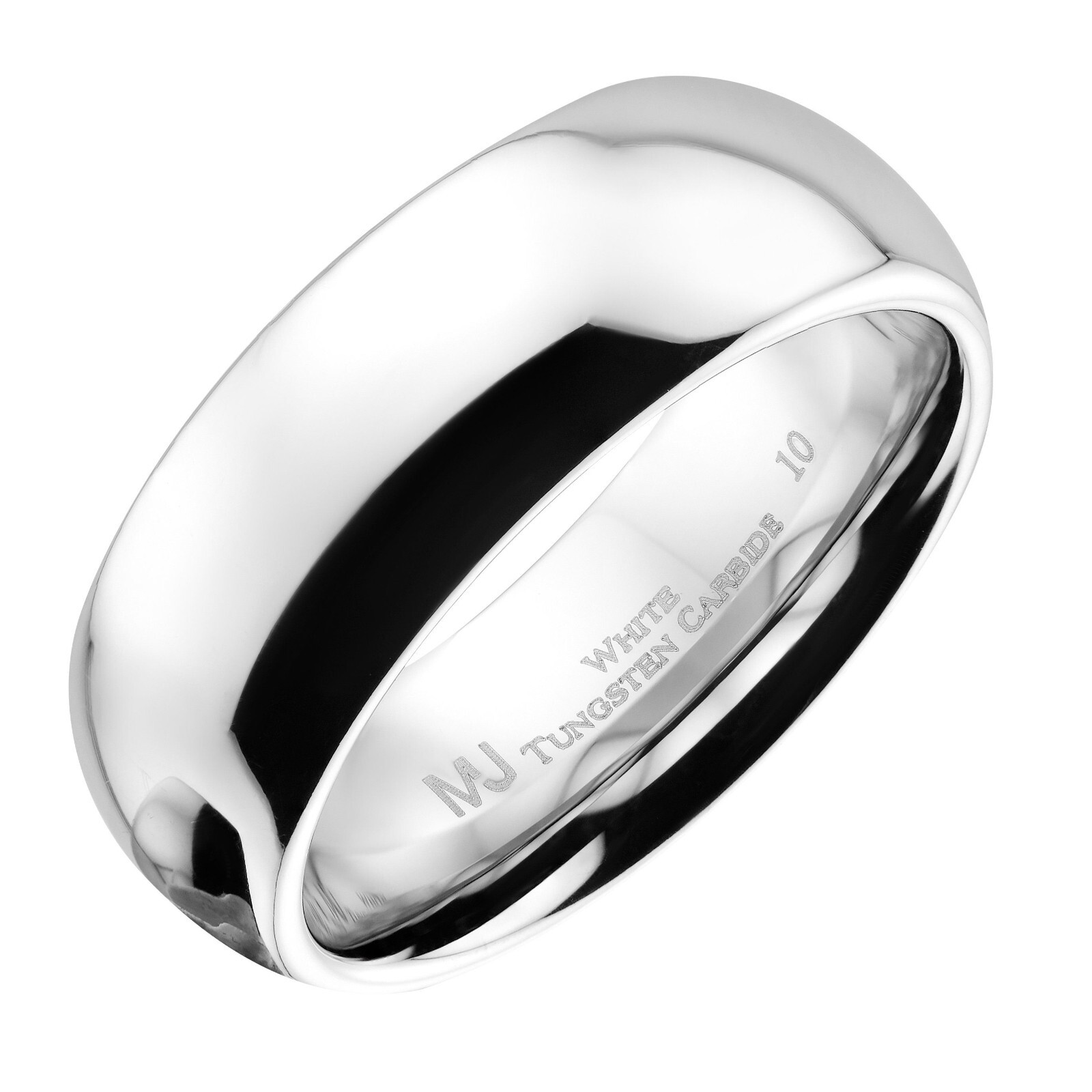 White Tungsten Carbide Wedding Ring Men's Women's 2, 3, 4, 5, 6, 7, 8, 10mm