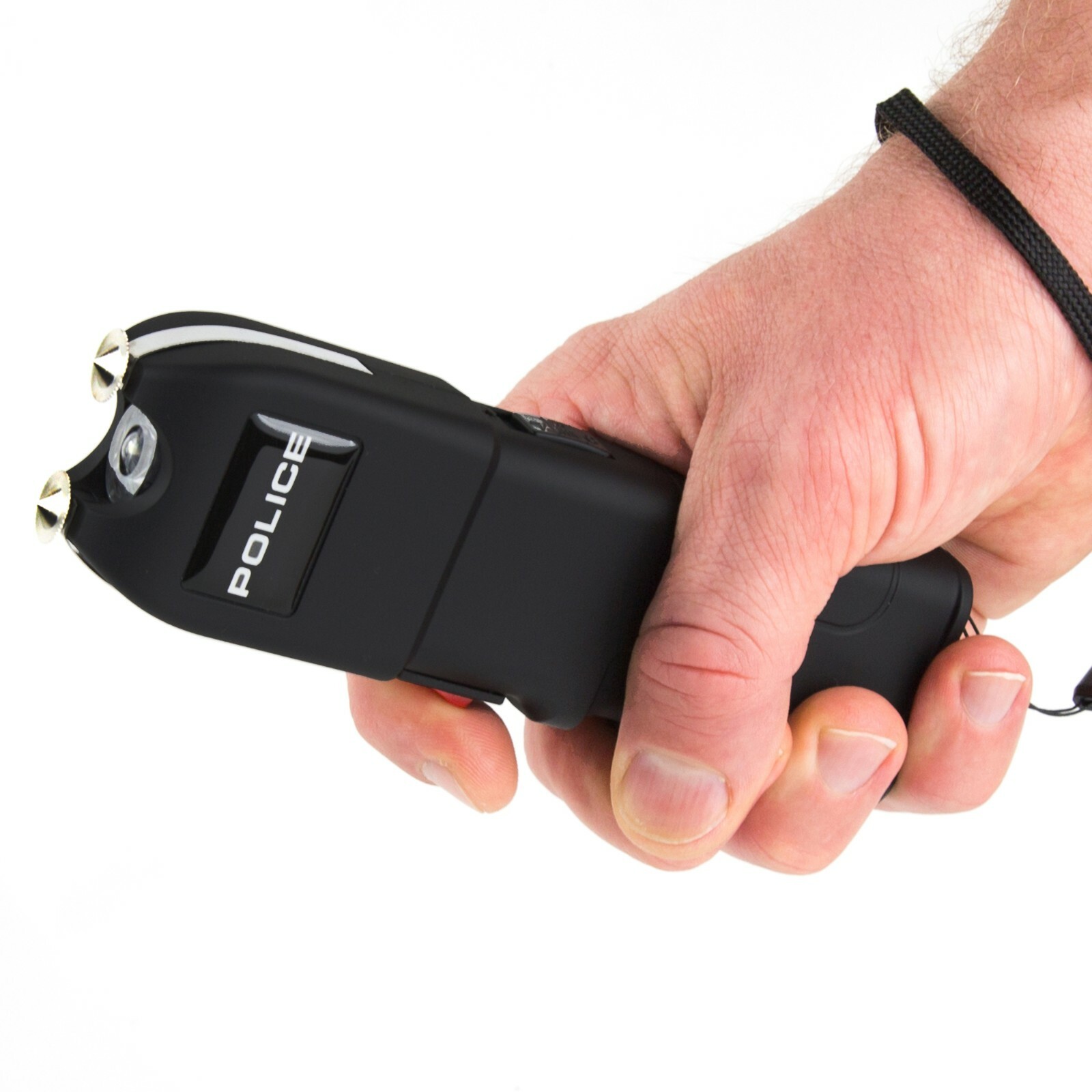 POLICE Stun Gun Flashlight Rechargeable 928 Black Steel Handcuffs Combo