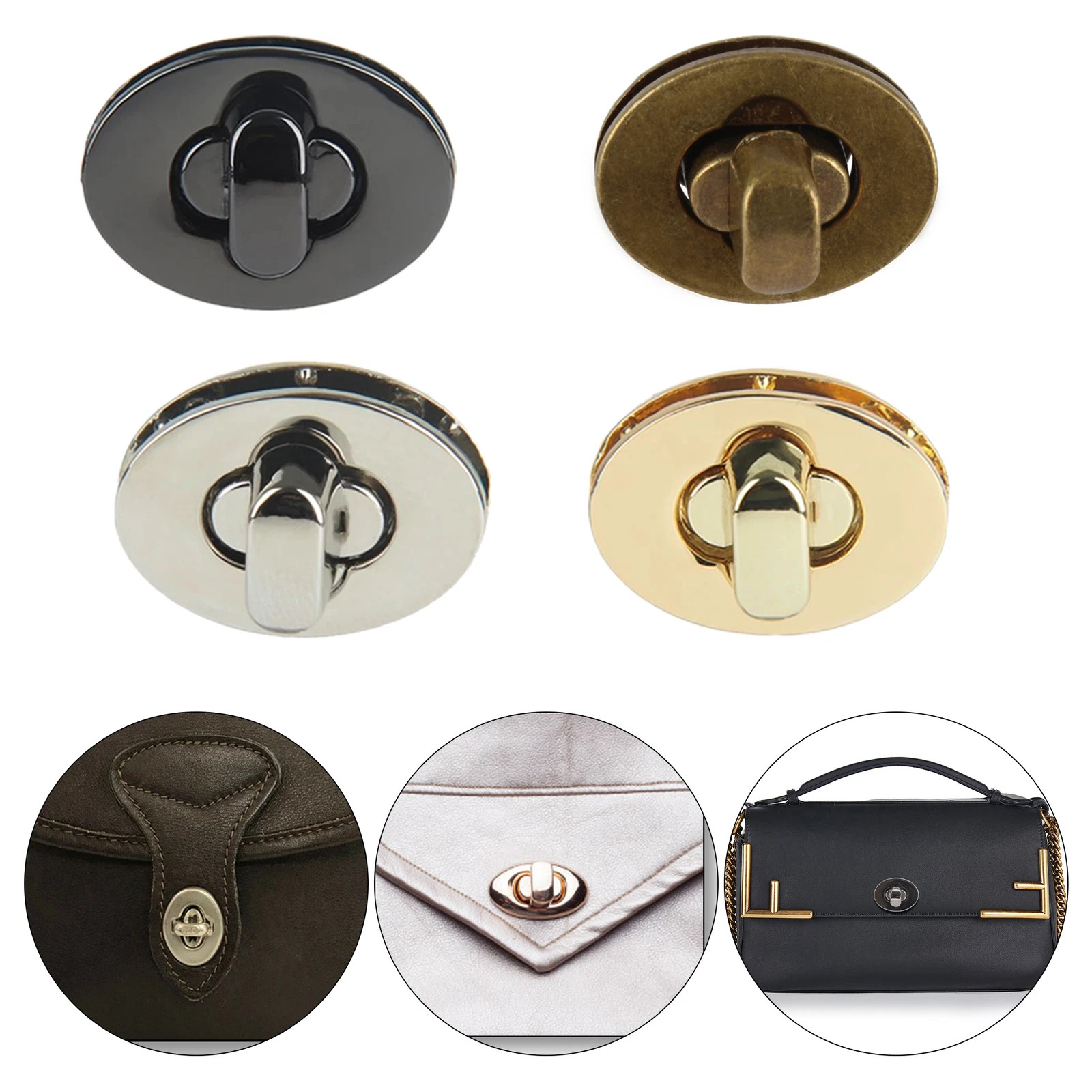 Weddecor Turn Twist Schnappverschluss Bogen-Oval Set Eisen-Zink-Blech Tasche