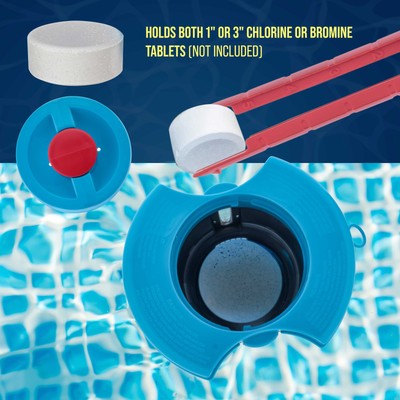 Deluxe Pool Cleaner Floater Dispenser, Dual Thermometers, Holds 3", 4" Tablets