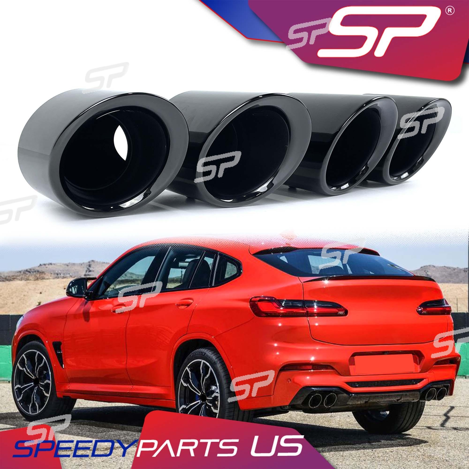 Gloss Black Twin Exhaust Tips Replace for BMW X3 G01 X4 G02
