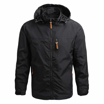 Men's Waterproof Rain Jacket Hooded Outdoor Raincoat Hiking Windbreaker Jacket