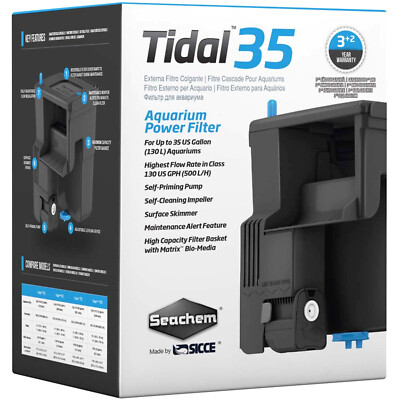 Seachem Tidal 35 Aquarium Power Filter High Quality Comprehensive Filtration