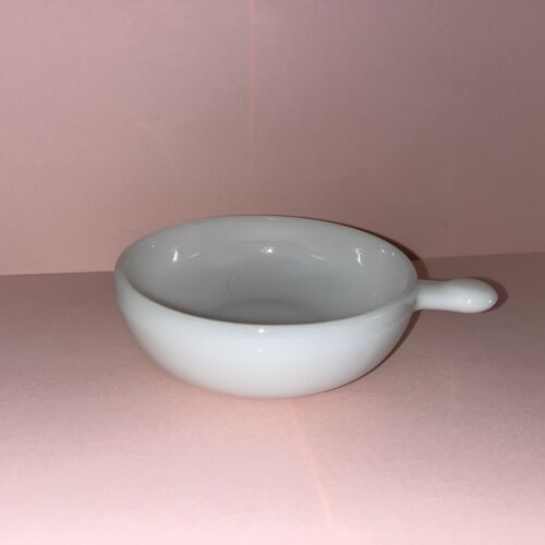 White Glass Pyrex Ramekin Dish With Handle Oven-Proof Made In USA