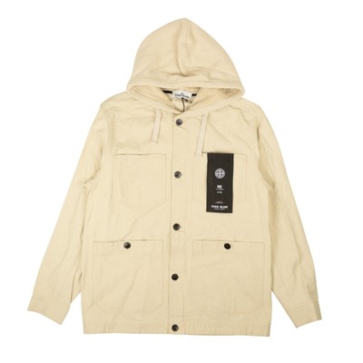 NWT STONE ISLAND Oatmeal Ivory Panama Placcato Hooded Jacket Size XL $815