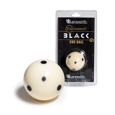 Aramith Tournament BLACK Billiard Pool Cue Ball 2 1/4'' 6 Black Dots in a blister