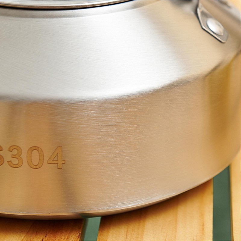 Stainless Steel Tea Kettles Handle Camping Pot Coffee Pot Picnic Cooker 1/1.5L