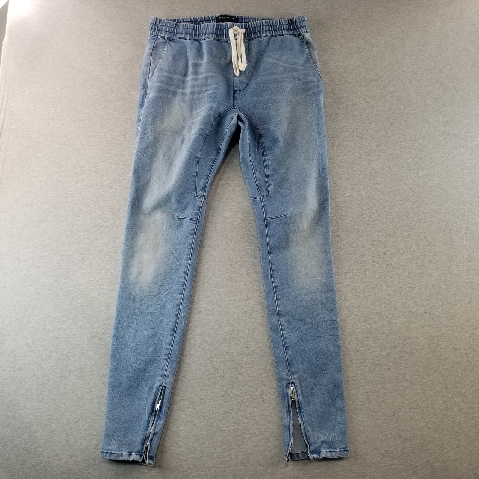 PacSun Jeans Women Sz M Pull On Active Stretch Waist DrawString MedWash Normcore