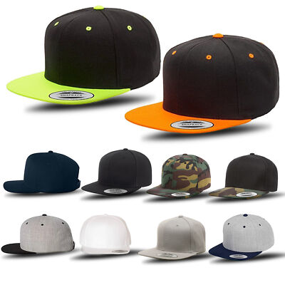 Yupoong 6089 Classic Premium 6 Panel Flat Visor Trucker Snapback Cap, One-Size
