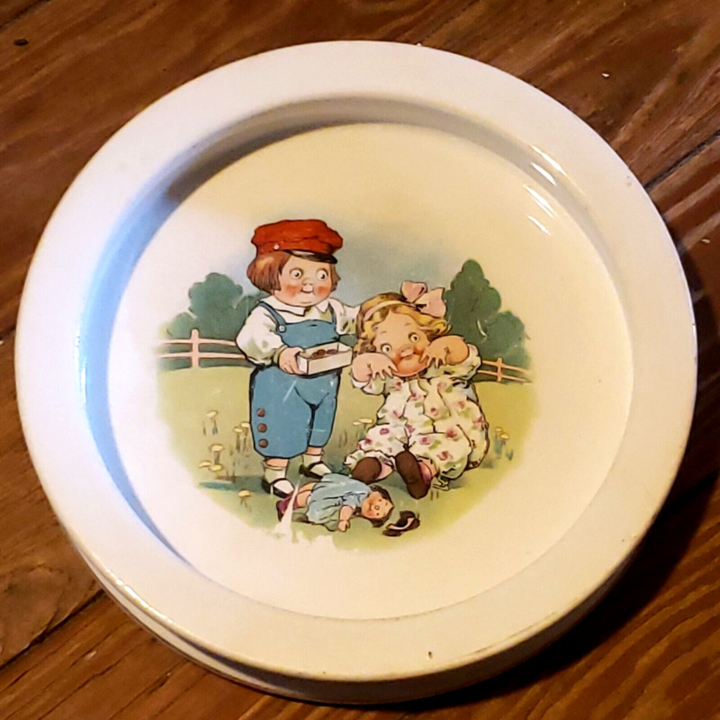 VTG Buffalo Pottery  Childs Dish Plate Dolly Dingle Campbell Soup Kids 7 3/4"