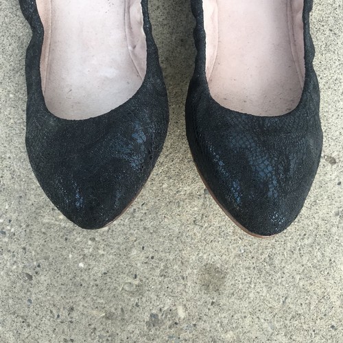 Bloch 37 Ballet Flats Pointy Toe Black Metallic Snakeprint 6.5