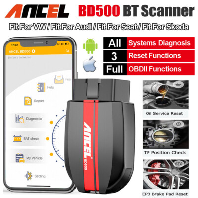 ANCEL BD500 All System OBD2 Scanner fit for VW/fit for Audi Car EPB Oil Reset US
