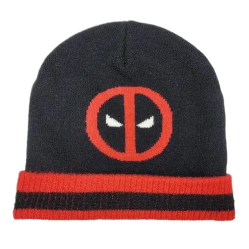 Marvel Deadpool Face Logo Cuffed Beanie Toque Knit Hat