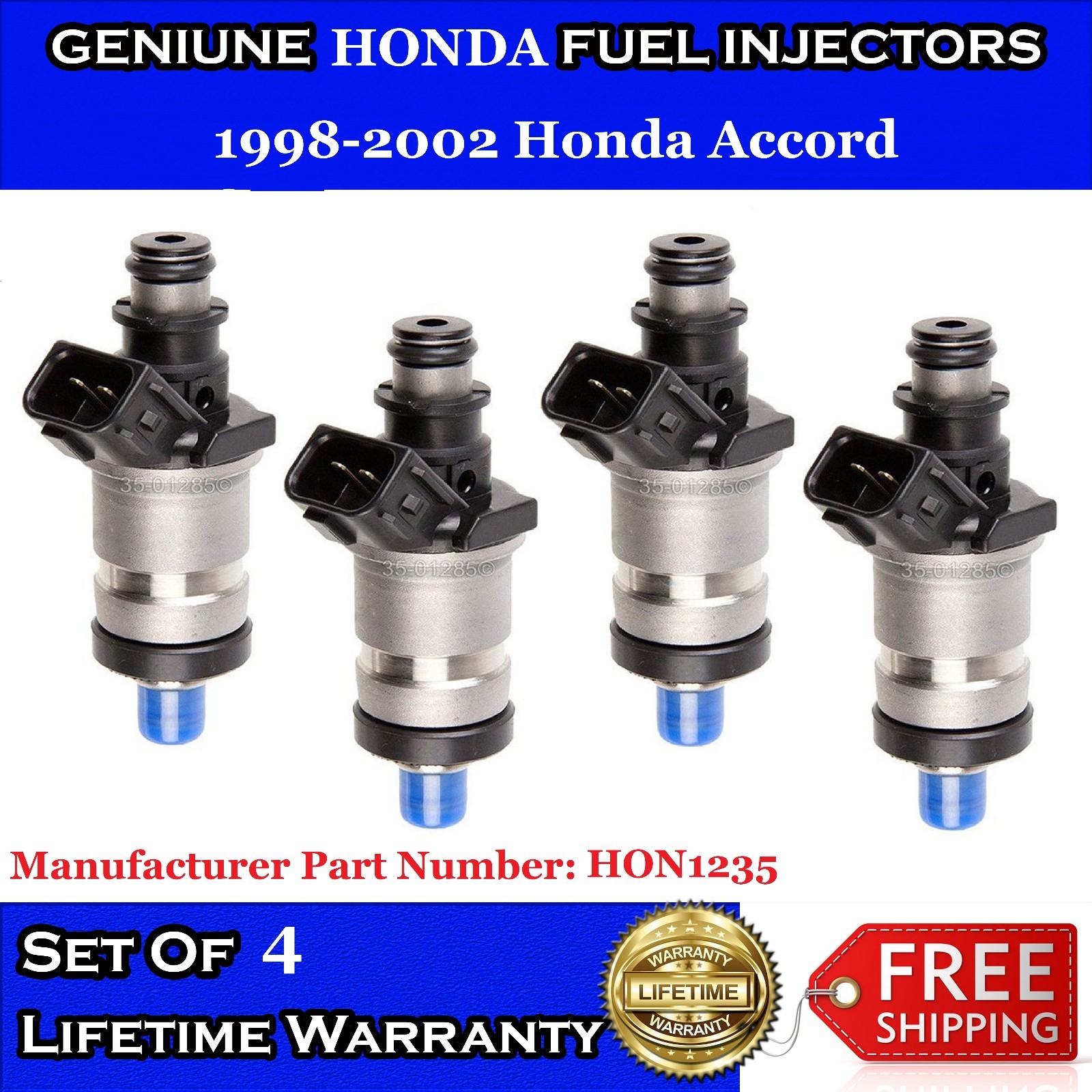 Set Of 4 Oem Honda Fuel Injectors For 9802 Honda Accord 2.3l