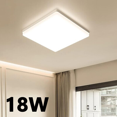 18W LED Panel Ceiling Light Ultra Thin Home Fixture Bedroom Kitchen 3000K Lamp