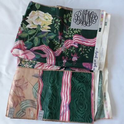 3 pcs Med Wgt Cotton Fabric Basset McNab 1984: 54''x35''(1) & 35''x26''(2) Nicole