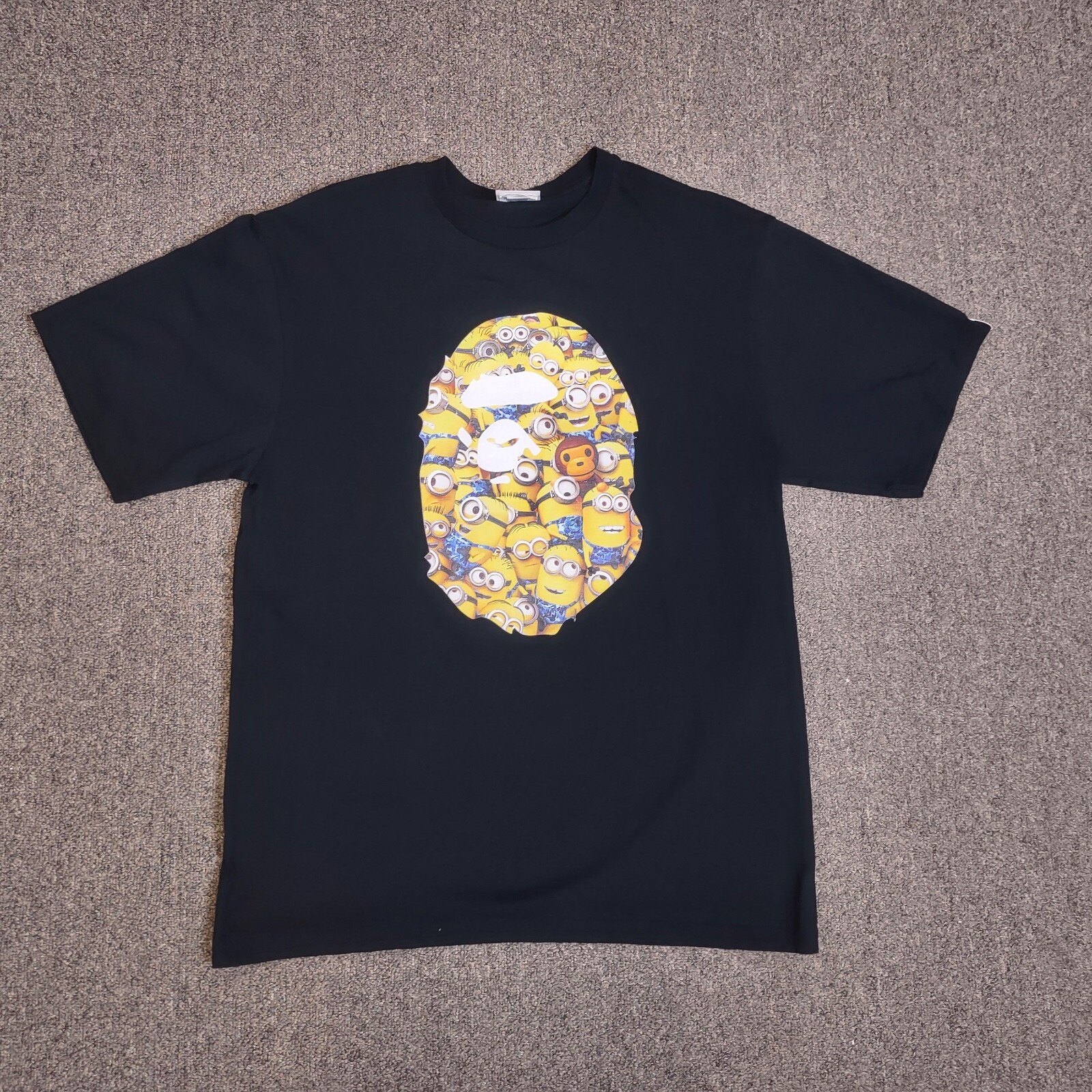 

Футболка A Bathing Ape Bape SS22 Minions Ape Head Milo 09, черная, желтая, мужская, Черный