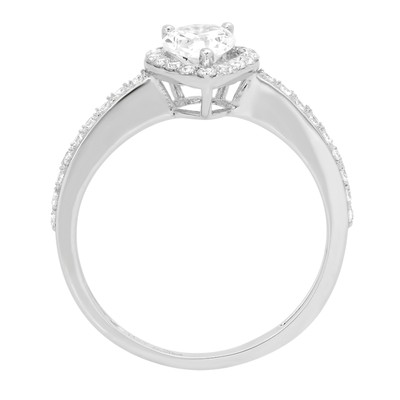 Pre-owned Pucci 1.22ct Pear Synthetic Moissanite Promise Wedding Designer Ring 14k White Gold In White/colorless