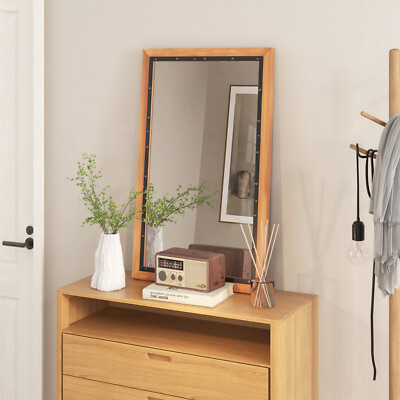Rectangular Wall Mount Hanging Mirror 22'' x 36'' Wood Framed Farmhouse Decor