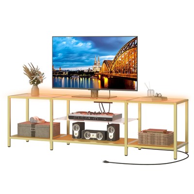 With Led Lights And Power Outlets For Tvs Up To 75" Modern 70...