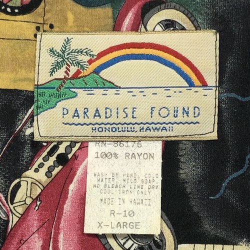 Vintage Paradise Found Rayon Shirt Men's XL Route 66 Corvette Cars Americana