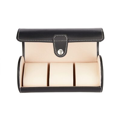 LETURE Vegan Leather Watch Case 3-Slot Watch Roll Travel Storage Organizer