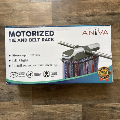 Motorized Tie And Belt Rack Closet Organizer with LED Lights, by Aniva