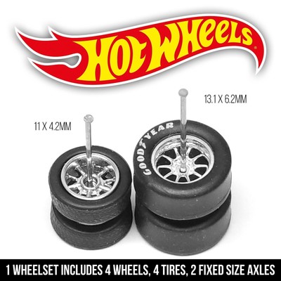 1/64 Scale 5/10 SPOKE SKINNY FAT v3 DRAG Real Rider Wheels Rims Tire Set for Hot