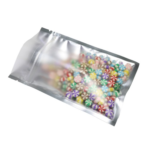 Black & Frosted Clear Resealable Mylar Foil Zipper Seal Flat Pouch Storage Bags