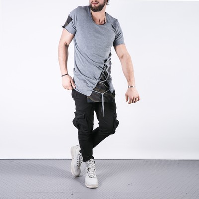 Menschen Herren TShirt Slim Fit übergroß Street Fashion BasicTop Longshirt 2919