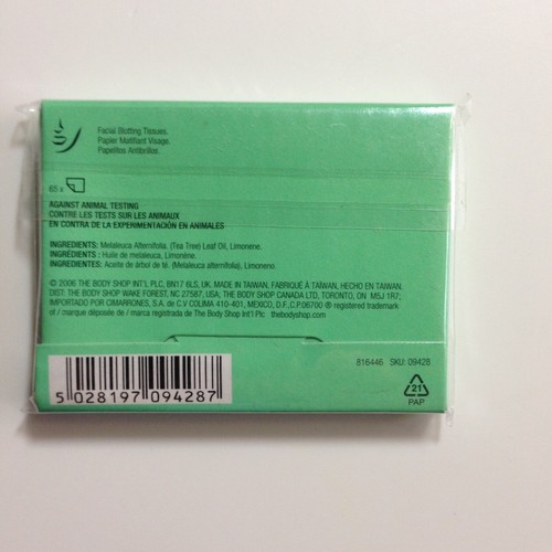NEW 260 The Body Shop Blotting Papers Tea Tree Oil