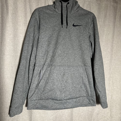 NIKE Therma DRI FIT Zip Pocket Gray Pullover Hoodie CU6214