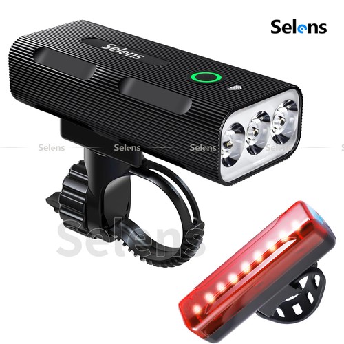 10000mAh LED Bicycle Bike Lights Rechargeable Cycling Front Rear Tail Lamp Set