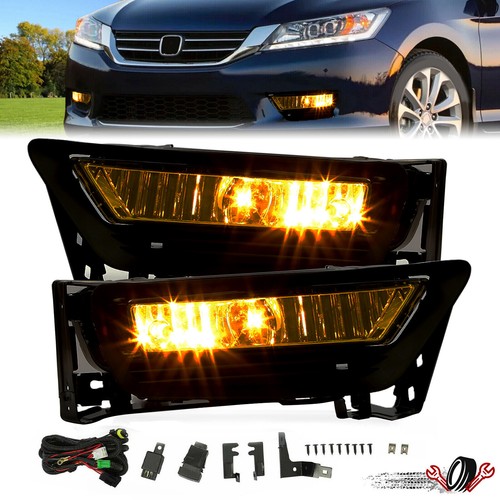 Для 2013 2014 2015 Honda Accord Седан Желтые противотуманные фары в сборе с переключателями ламп накаливания