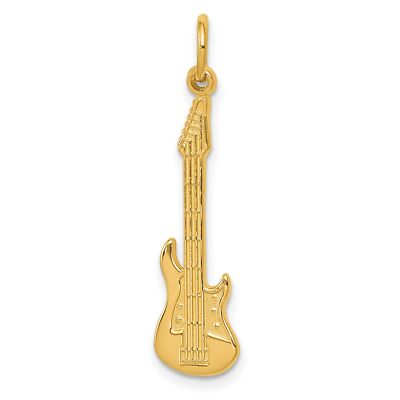 14k Yellow Gold Stratocaster Style Electric Guitar Charm Pendant