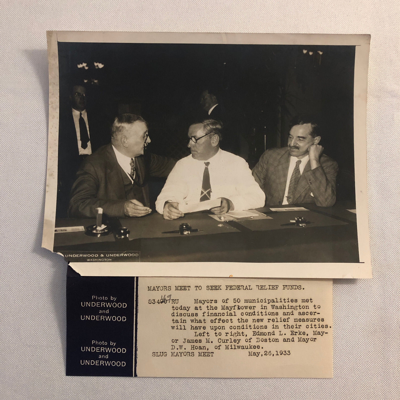 Press Photo Photograph Mayors Discuss Federal Relief Boston Milwaukee Underwood