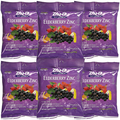 Zand, Elderberry Zinc, Sweet Elderberry, 15 Throat Lozenges, 6 Pack